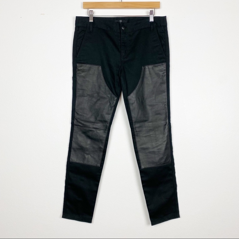 Tibi Black Lamb Leather Patch Carpenter Jeans sz 25